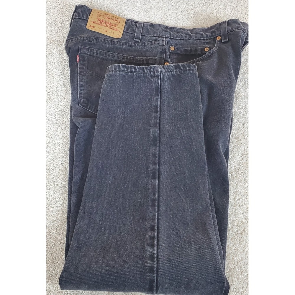 LEVIS 550 Men's Size 34X32 Black Jeans Relaxed Fit Vintage 90's CK Measurements